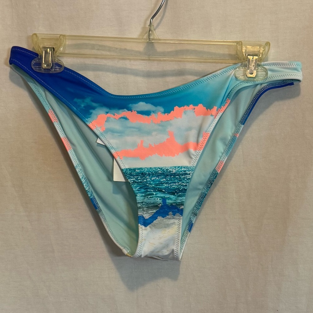 AA-94 Aerie NWT Cheeky Blue & Pink Summer Swim Bikini Bottoms Size L